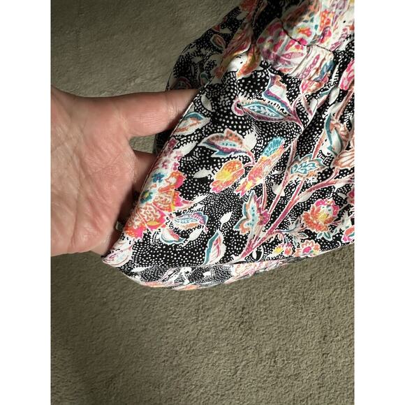 Torrid Black Neon Floral Stretch Challice Lace Up Tunic Top with Pockets Size 1 - Picture 4 of 7